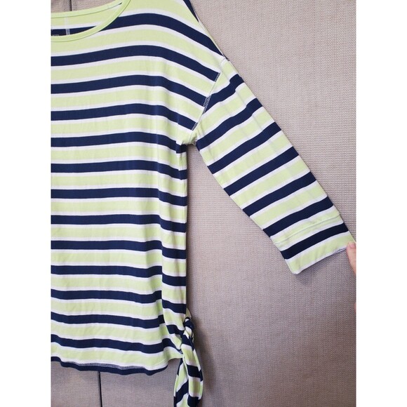 T By Talbots Jersey Knit Striped UPF 50+ Protection Side-Tie Top Size LP - Picture 2 of 5